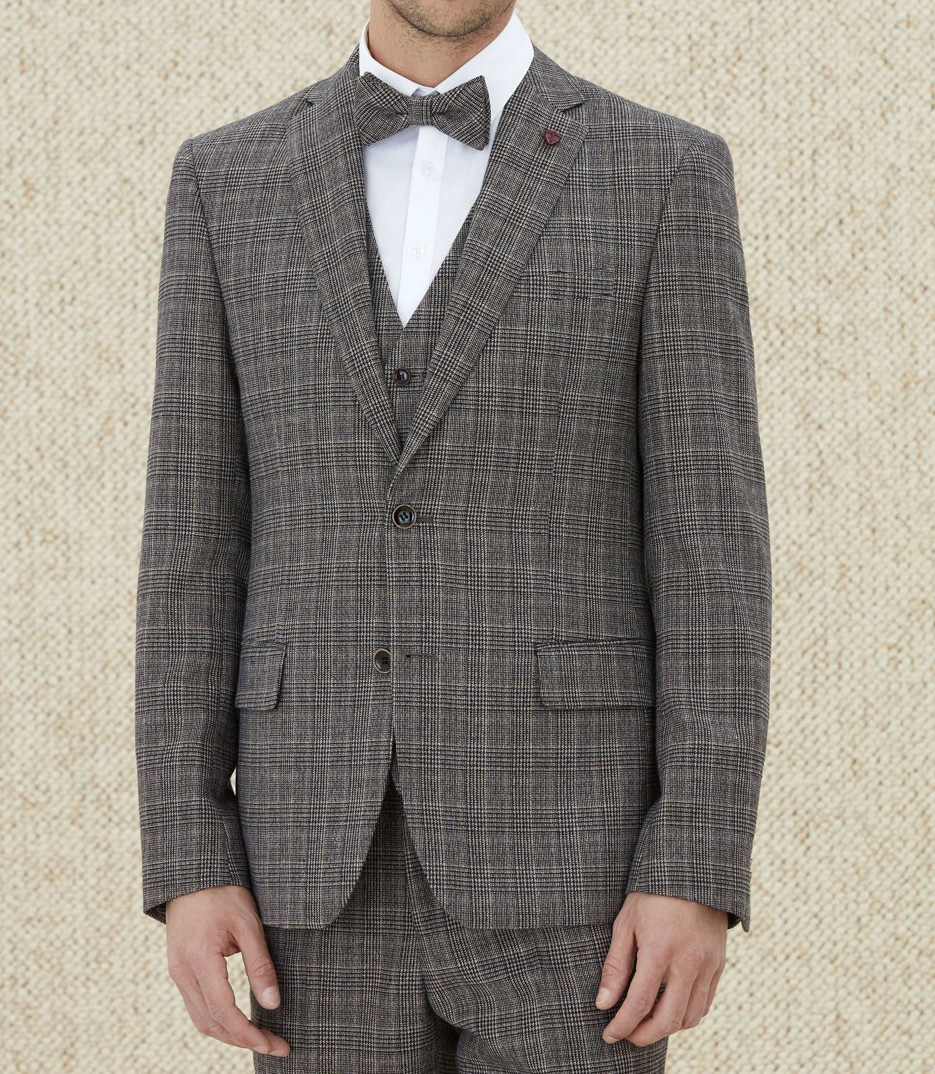 Veste ville Prince de Galles beige "Empreinte" - IZAC