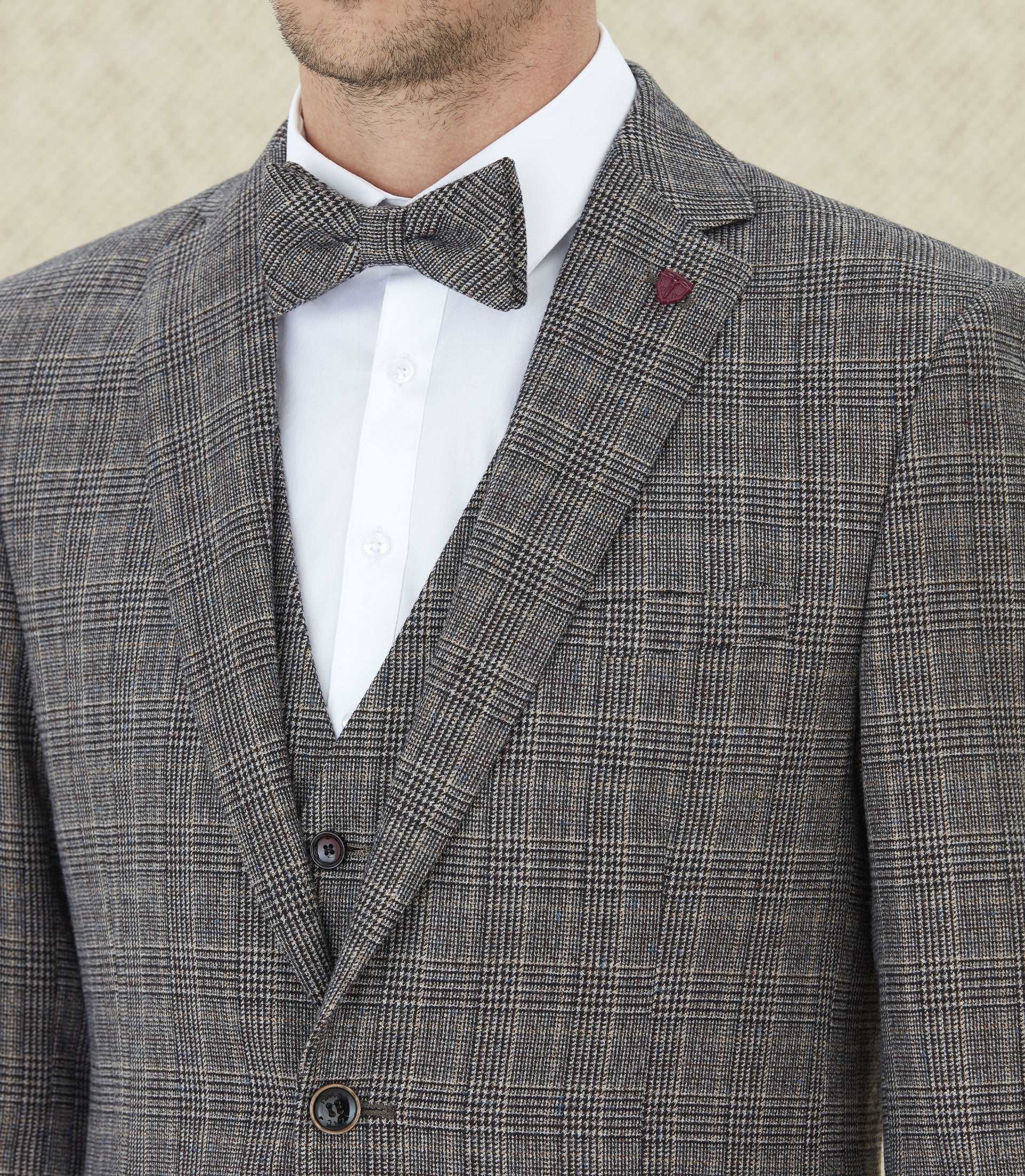 Veste ville Prince de Galles beige "Empreinte" - IZAC