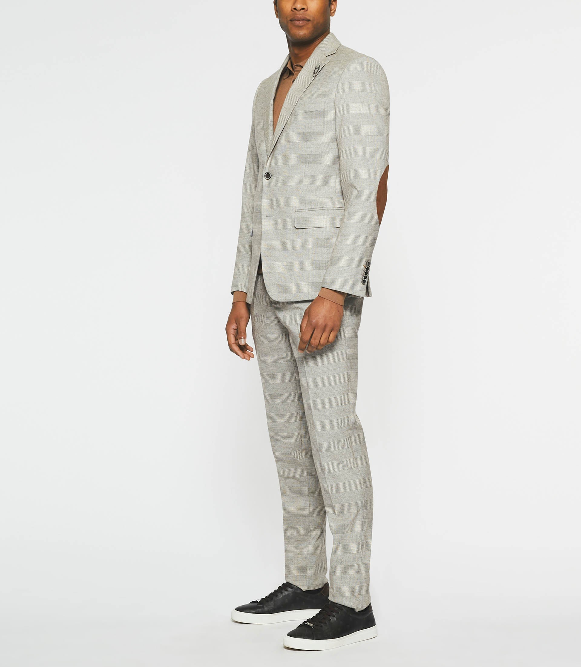 Veste à carreaux esprit Prince de Galles beige SWING - IZAC