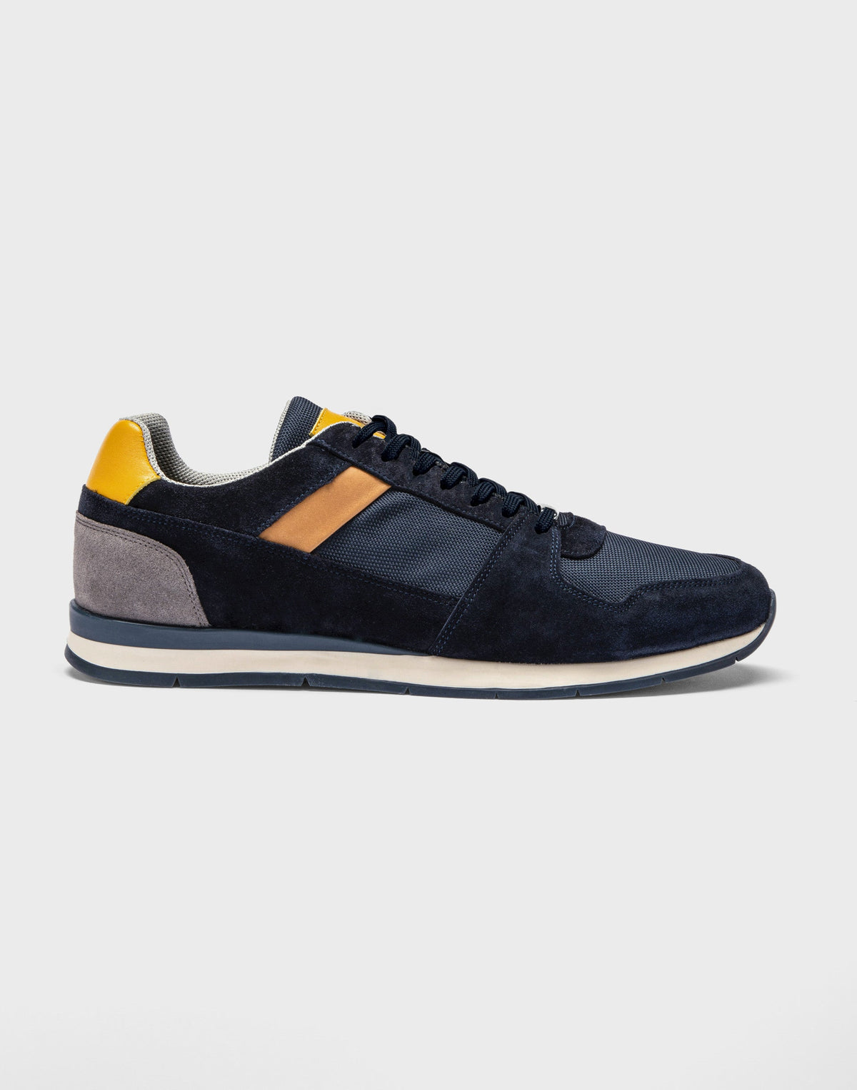 Sneakers cuir marine et jaune "Elliot" - IZAC