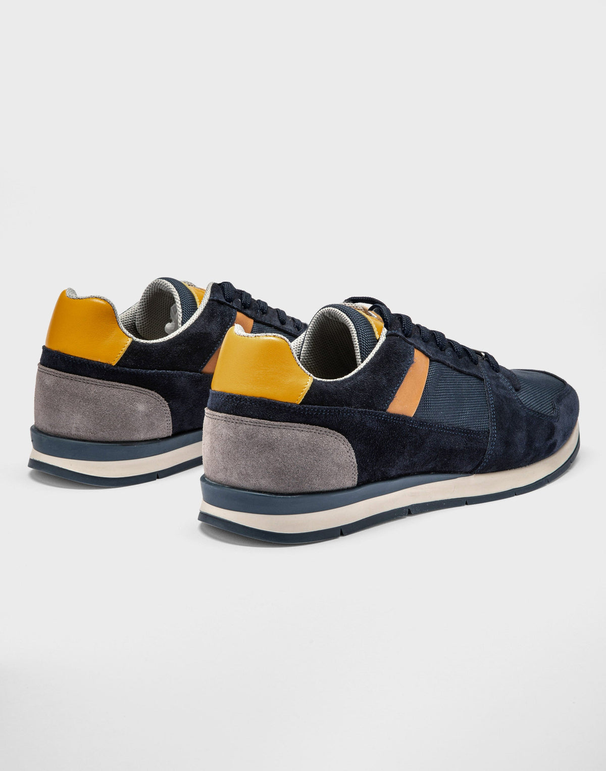 Sneakers cuir marine et jaune "Elliot" - IZAC