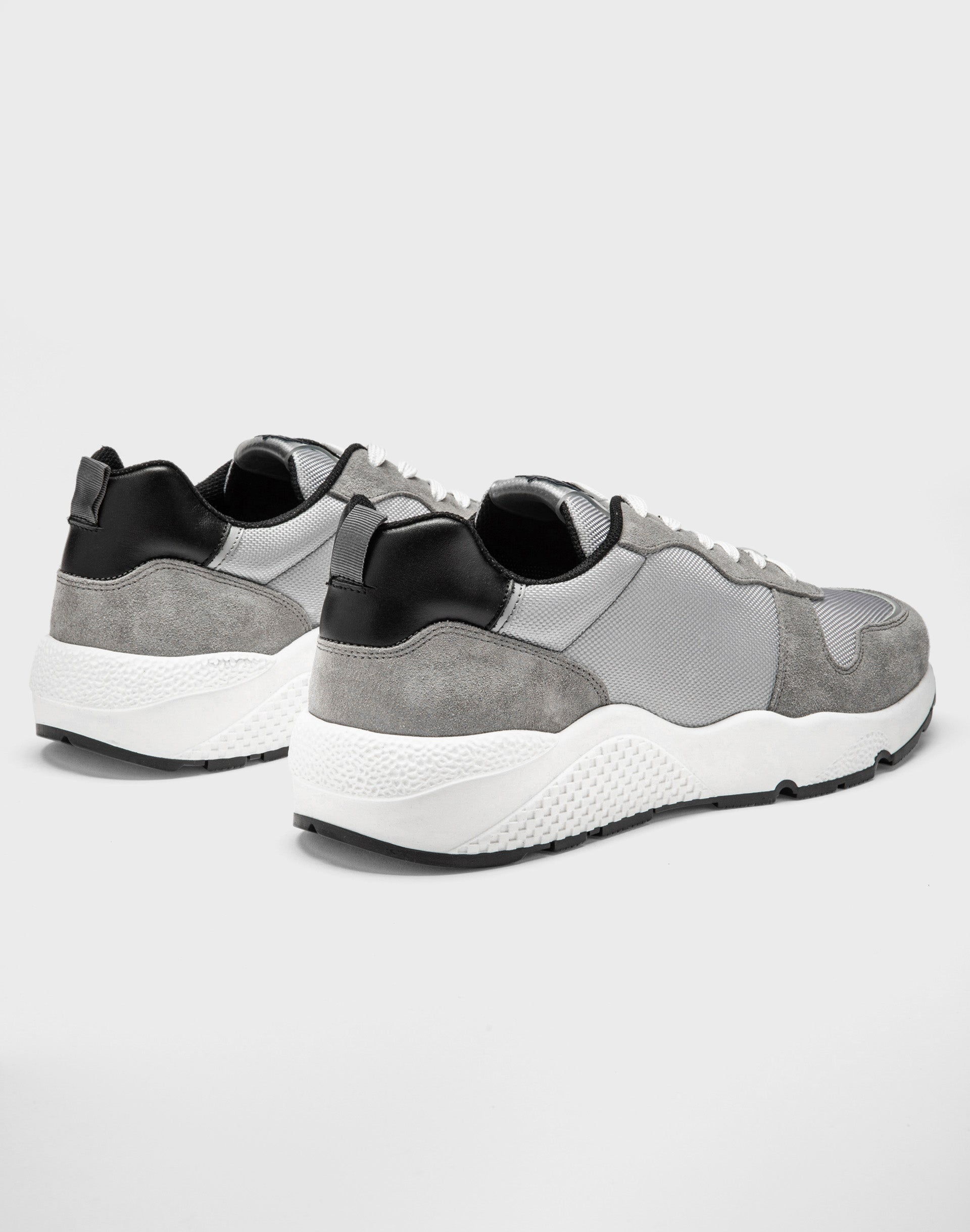 Sneakers cuir et textile gris "Emilio" - IZAC