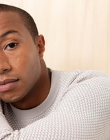 Pull col rond blanc/taupe "Napoleon" - IZAC